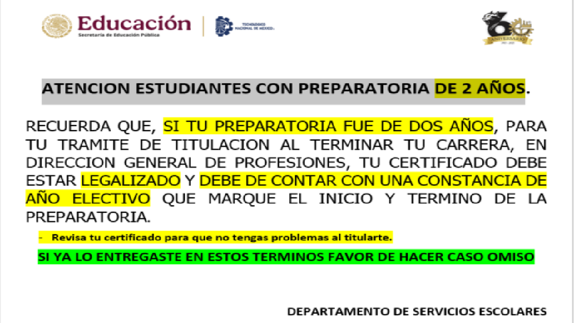 Estudiantes que cursaron preparatoria de 2 años